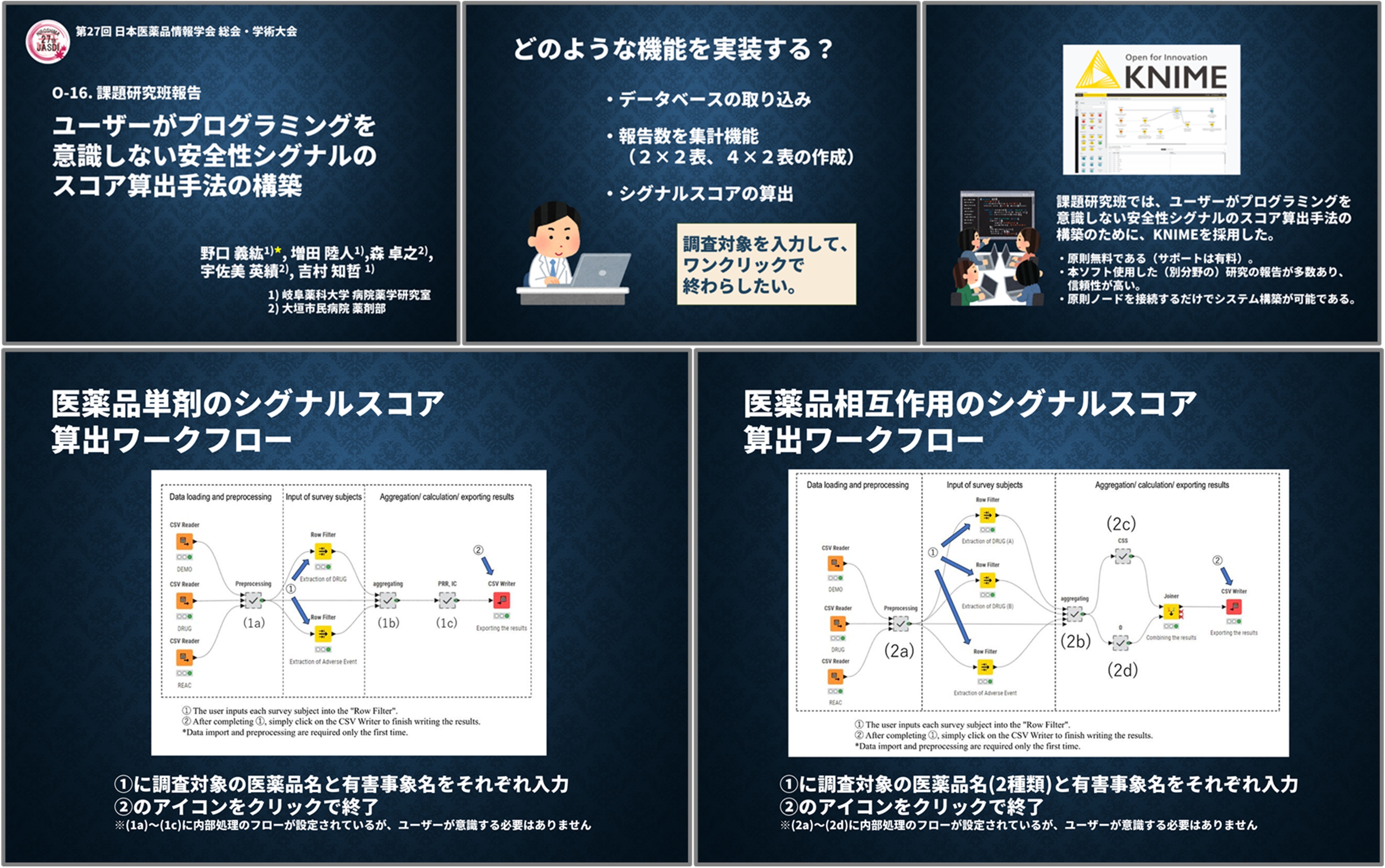 第27回日本医薬品情報学会総会・学術大会発表スライド：KNIMEによる安全性シグナルスコア算出ワークフロー概要